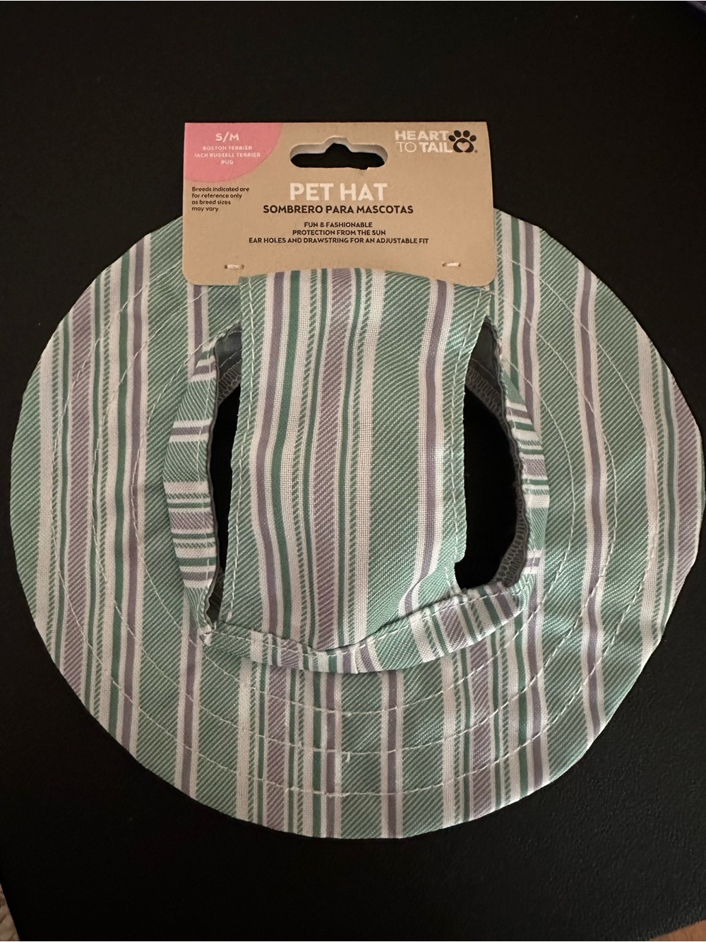 Carter's Green and White Striped Pet Hat